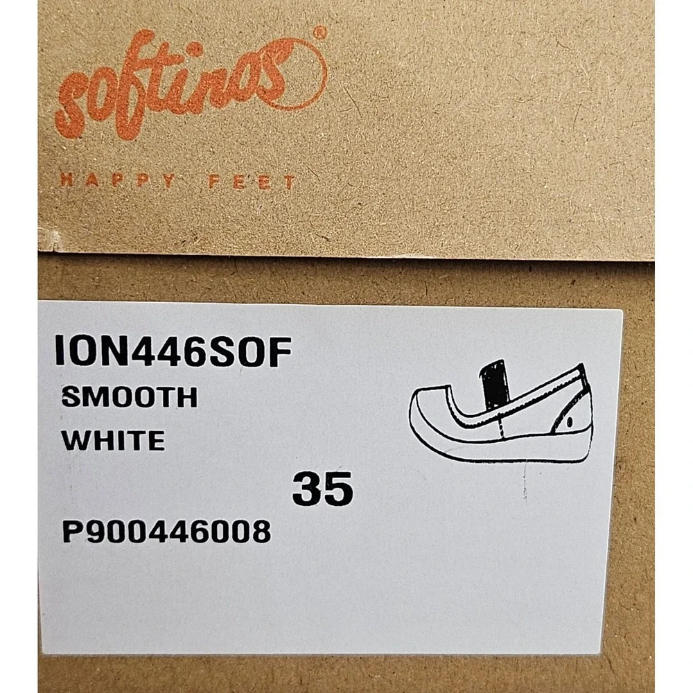 Softinos by‎ Fly Smooth White Leather Slip On Ballet Flats Women's US 5 / EU 35